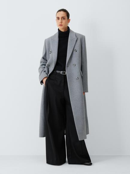 John Lewis Double Breasted Wool Blend Coat, Grey