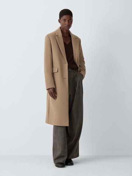 John Lewis Single Breasted Wool Blend Coat, Camel
