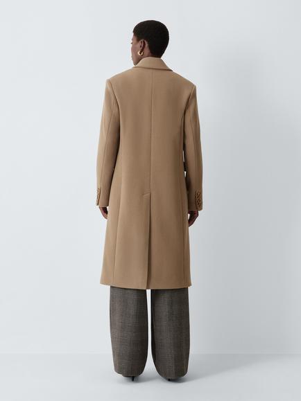 John Lewis Single Breasted Wool Blend Coat - view 2, Camel