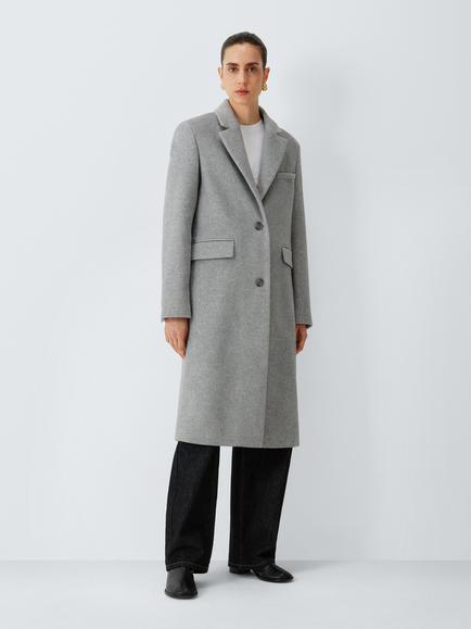John Lewis Single Breasted Wool Blend Coat, Grey