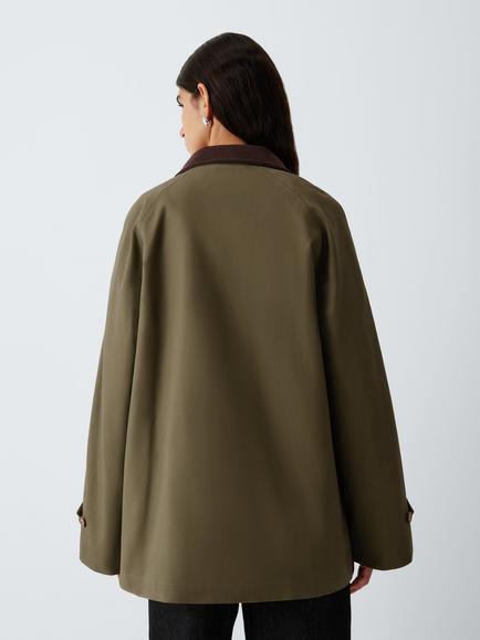 John Lewis Corduroy Funnel Neck Cotton Jacket - view 2, Khaki