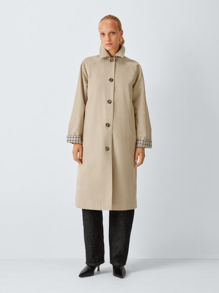 John Lewis Reversible Check Coat Mac, Multi, Multi