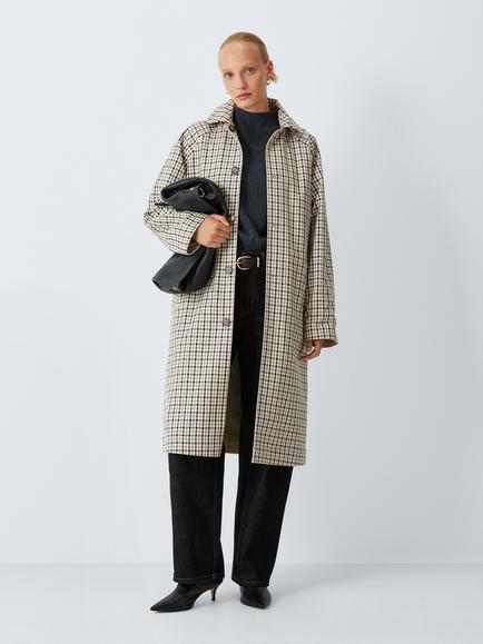 John Lewis Reversible Check Coat Mac, Multi, Multi