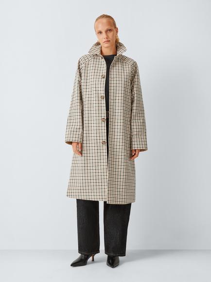 John Lewis Reversible Check Coat Mac, Multi - view 2, Multi