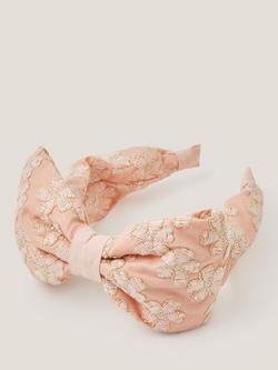 Monsoon Kids' Sara Bow Headband, Pale Pink, Pale Pink