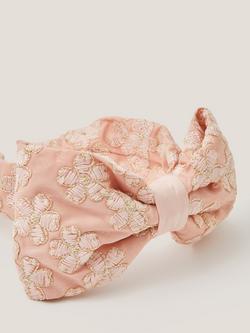 Monsoon Kids' Sara Bow Headband, Pale Pink - view 2, Pale Pink