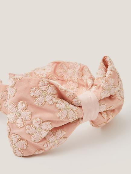 Monsoon Kids' Sara Bow Headband, Pale Pink - view 2, Pale Pink