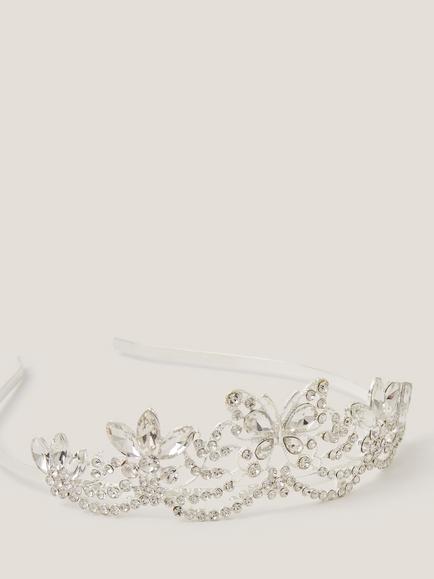Monsoon Kids' Diamante Tiara, Silver - view 2, Silver