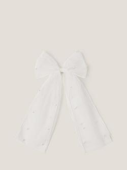 Monsoon Kids' Pearl Bow Hair Clip, White, White
