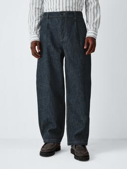 John Lewis Pleated Straight Fit Jeans, Rinsewash, Rinsewash
