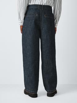 John Lewis Pleated Straight Fit Jeans, Rinsewash - view 2, Rinsewash
