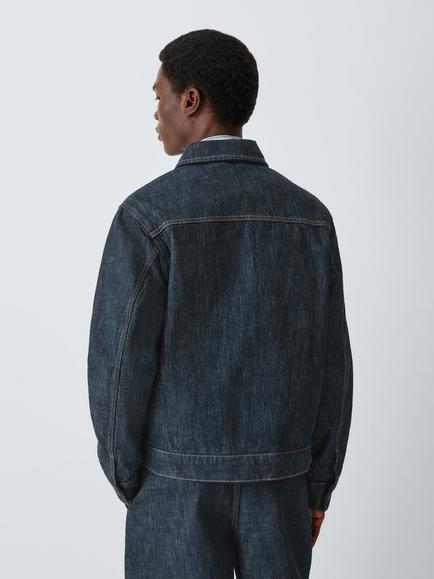 John Lewis Regular Fit Denim Zip Jacket, Rinsewash - view 2, Rinsewash