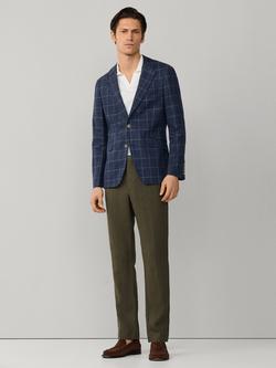 Hackett London Linen Blend Unlined Shirt Jacket Block Blazer, Blue - view 2, Blue