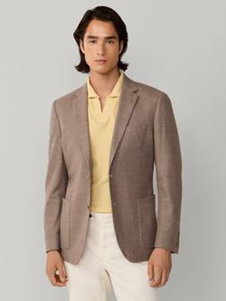 Hackett London Cotton Linen Blend Knit Block Blazer, Bronze Beige, Bronze Beige