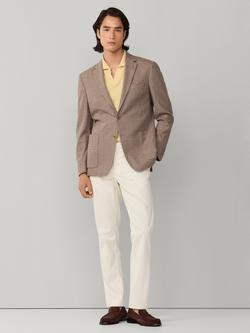 Hackett London Cotton Linen Blend Knit Block Blazer, Bronze Beige - view 2, Bronze Beige