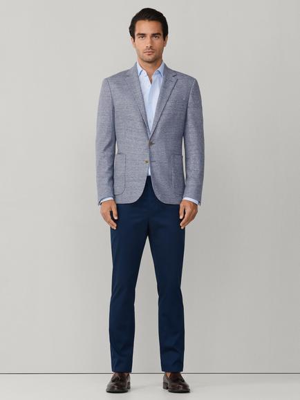 Hackett London Cotton Linen Blend Textured Jersey Blazer, Chambray Blue - view 2, Chambray Blue