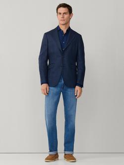 Hackett London Heritage Linen Blend Half-Lined Ascot Block Blazer, Naval Blue - view 2, Naval Blue