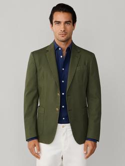 Hackett London Cotton Rich Unlined Shirt Jacket Block Blazer, Stone Green, Stone Green