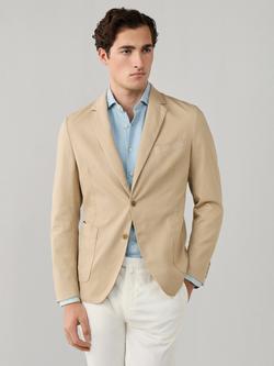 Hackett London Cotton Rich Shirt Jacket Block Unlined Blazer, Malt Beige, Malt Beige