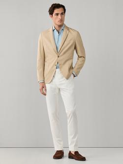 Hackett London Cotton Rich Shirt Jacket Block Unlined Blazer, Malt Beige - view 2, Malt Beige