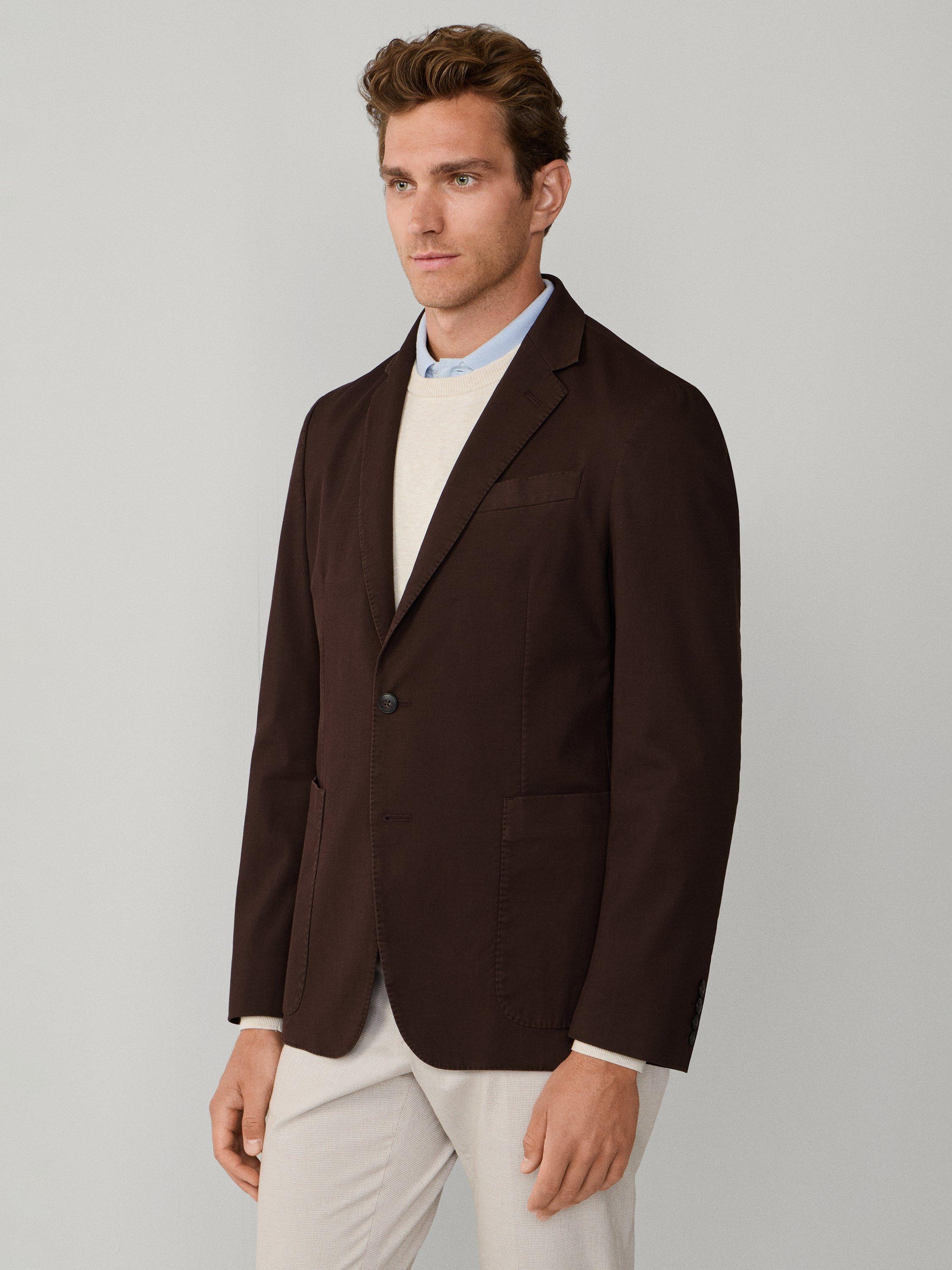 Product image 7 of 11, which shows Hackett London Unlined Shirt Jacket Block Blazer, Ebony Brown, 36