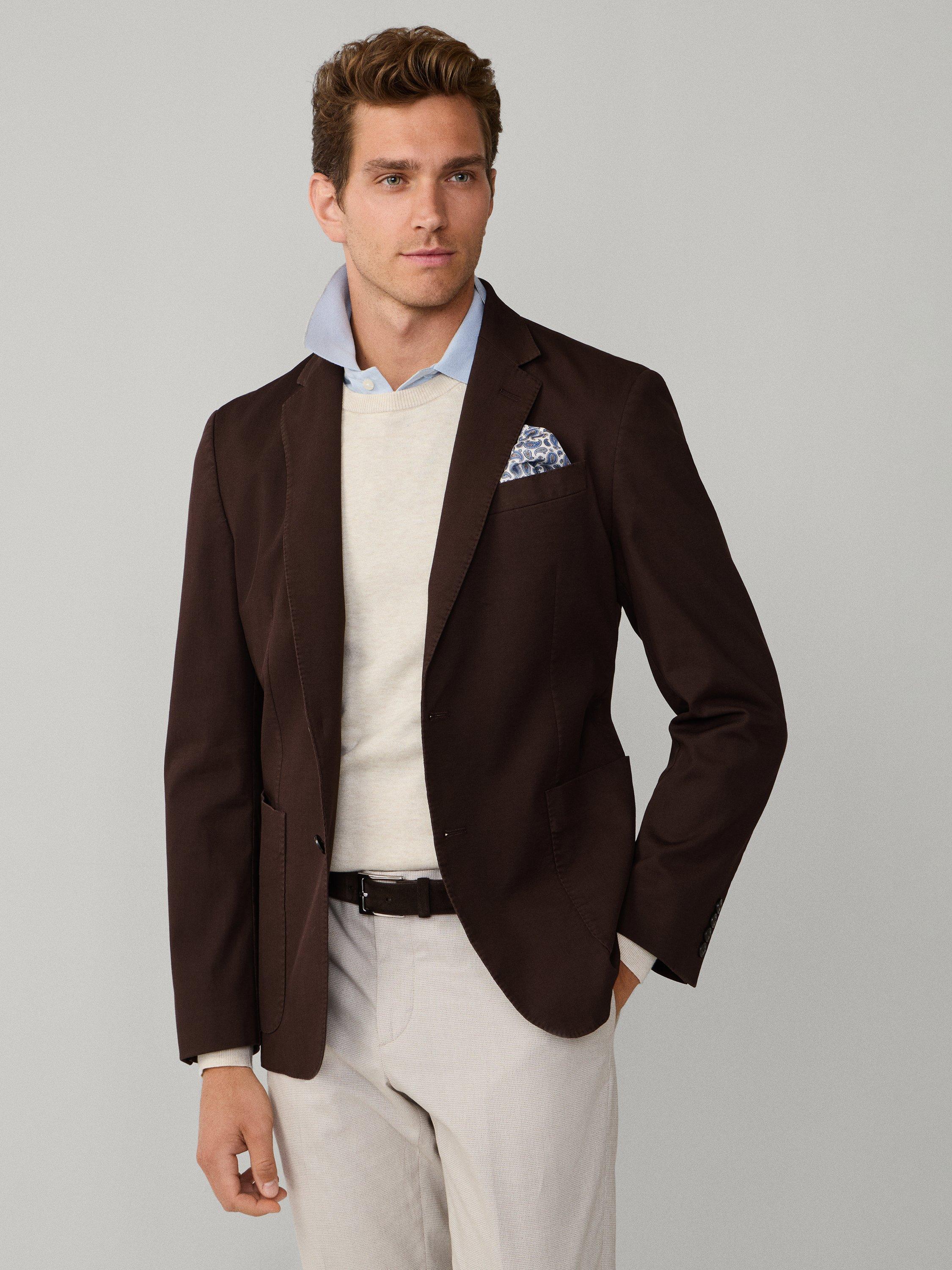 Product image 9 of 11, which shows Hackett London Unlined Shirt Jacket Block Blazer, Ebony Brown, 36