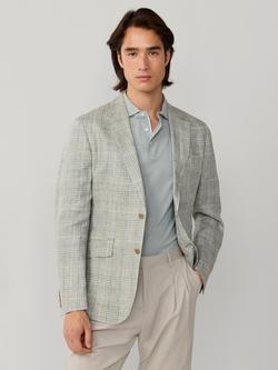 Hackett London Ascot Block Check Linen Blazer, Sage Green, Sage Green