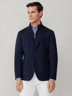 Hackett London Wool Ascot Block Check Blazer, Navy, Navy