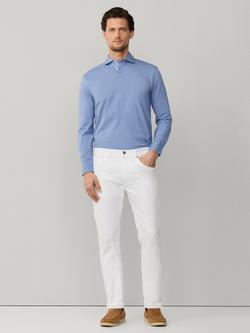 Hackett London Cotton Regular Fit Long Sleeve Polo Shirt - view 2, Chambray Blue