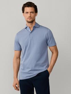 Hackett London Cotton Classic Fit Short Sleeve Polo Shirt, Thames Blue