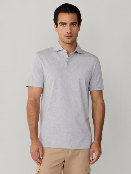 Hackett London Cotton Classic Fit Short Sleeve Polo Shirt, Light Grey Marl