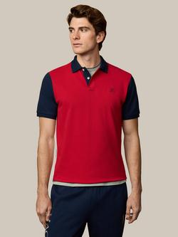Hackett London Heritage Cotton Classic Fit Short Sleeve Polo Shirt, Breton Red/Multi, Breton Red/Multi