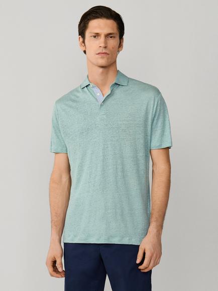 Hackett London Classic Fit Short Sleeve Pure Linen Polo Shirt, Menthol Green