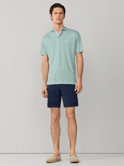 Hackett London Classic Fit Short Sleeve Pure Linen Polo Shirt - view 2, Menthol Green