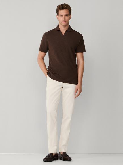 Hackett London Cotton Regular Fit Honeycomb Textured Polo Shirt, Ebony Brown - view 2, Ebony Brown
