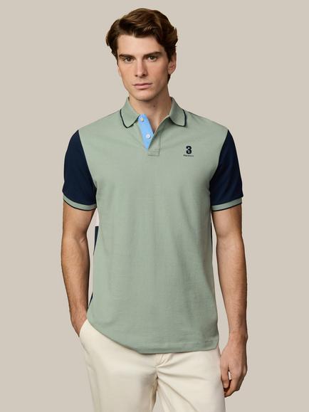 Hackett London Heritage Colour Block Polo Shirt, Sage Green, Sage Green
