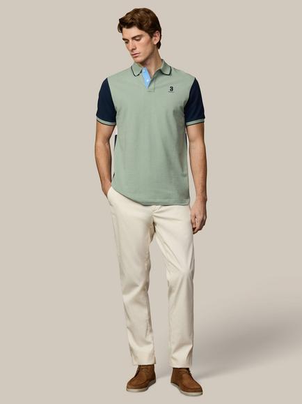 Hackett London Heritage Colour Block Polo Shirt, Sage Green - view 2, Sage Green