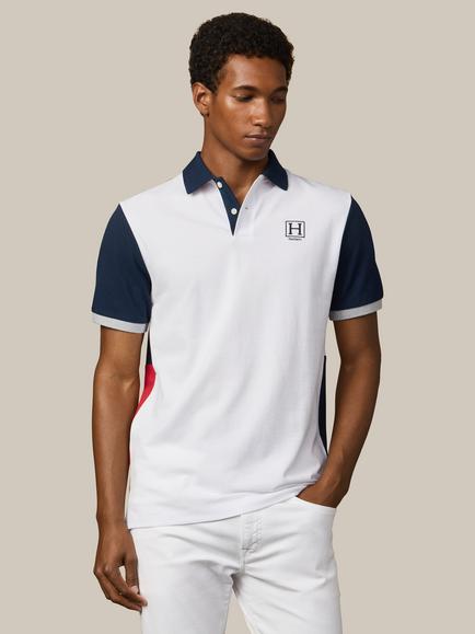 Hackett London Heritage Colour Block Polo Shirt, Optic White, Optic White