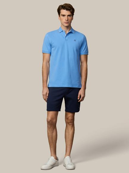 Hackett London Cotton Regular Fit Short Sleeve Polo Shirt - view 2, Bright Blue
