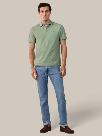 Hackett London Cotton Regular Fit Short Sleeve Polo Shirt - view 2, Sage Green