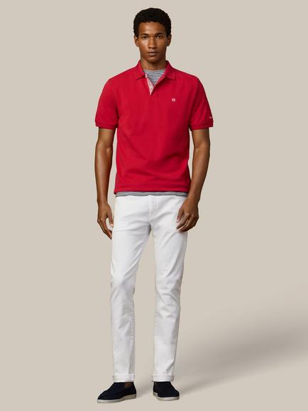 Hackett London Heritage Classic Fit Short Sleeve Stripe Trim Polo Shirt - view 2, Breton Red