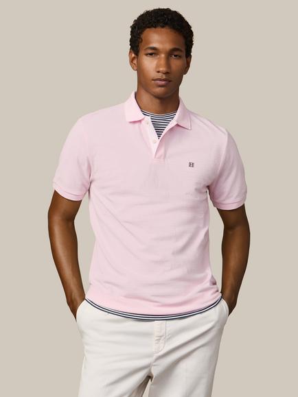 Hackett London Heritage Classic Fit Short Sleeve Stripe Trim Polo Shirt, Light Pink