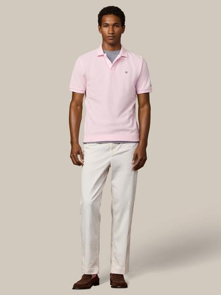 Hackett London Heritage Classic Fit Short Sleeve Stripe Trim Polo Shirt - view 2, Light Pink
