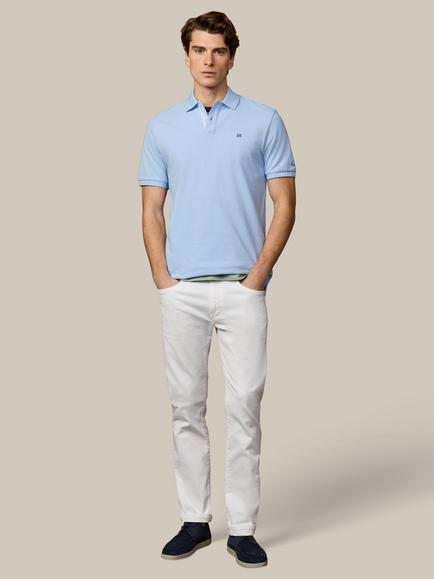 Hackett London Heritage Classic Fit Short Sleeve Stripe Trim Polo Shirt - view 2, Summer Blue