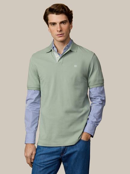 Hackett London Heritage Classic Fit Short Sleeve Stripe Trim Polo Shirt, Sage Green