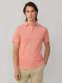 Hackett London Cotton Regular Fit Short Sleeve Oxford Pique Polo Shirt, Sunset Orange