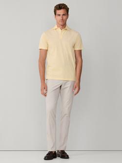 Hackett London Cotton Regular Fit Short Sleeve Oxford Pique Polo Shirt - view 2, Pastel Yellow