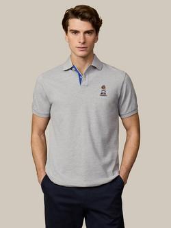 Hackett London Cotton Regular Fit Short Sleeve Polo Shirt, Light Grey Marl