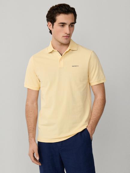 Hackett London Cotton Classic Fit Short Sleeve Polo Shirt, Pastel Yellow