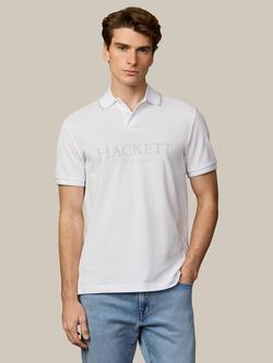 Hackett London Cotton Regular Fit Short Sleeve Polo Shirt, Optic White